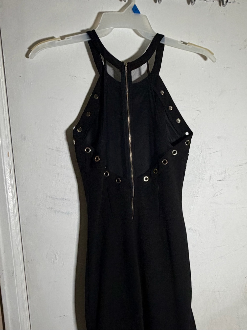 Black Halter Grommet Bodycon Dress